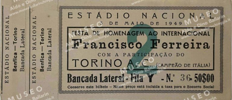 Biglietto Benfica Torino 3. maggio 1949