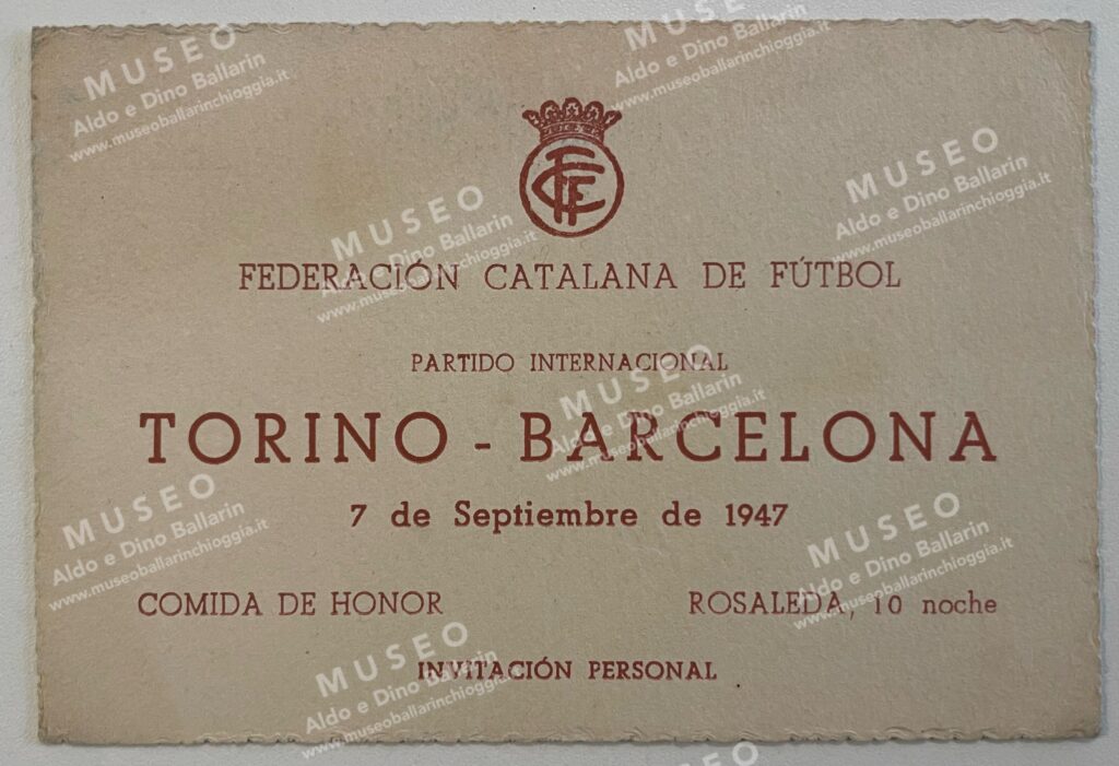 invito Barcellona vs Grande Torino 1947